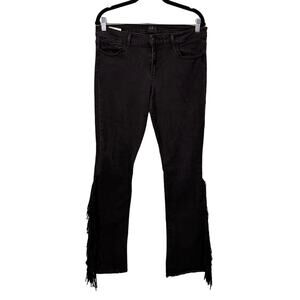 JOE'S Jeans Womens 32 Fringes The Skinny Micro Flare Mid Rise Denim SONJA Black